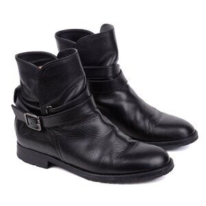 Manolo Blahnik Sulgamba Black Leather Strap Ankle Boot - size 6